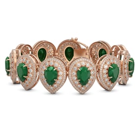 56.04 ctw Emerald & Diamond Victorian Bracelet 14K Rose Gold