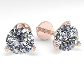 1.0 ctw Certified VS/SI Diamond Stud Earrings Martini 14k Rose Gold
