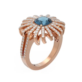 3.05 ctw London Topaz & Diamond Ring 18K Rose Gold