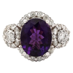 Natural Amethyst 14 Karat White Gold