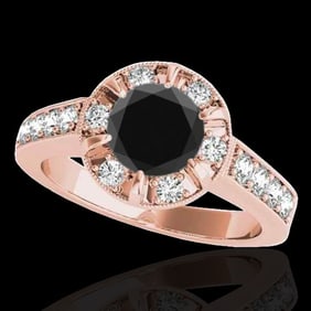 2 ctw Certified VS Black Diamond Solitaire Halo Ring 10k Rose Gold