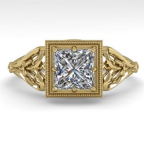 1.0 ctw VS/SI Princess Diamond Engagment Ring Art Deco 18k Yellow Gold