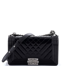 Chanel Boy Flap Bag Chevron Patent