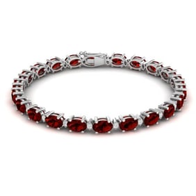 25.8 ctw Garnet & VS/SI Certified Diamond Eternity Bracelet 10k White Gold