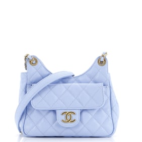 Chanel Wavy CC Hobo Quilted Caviar