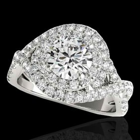 1.75 ctw Certified Diamond Solitaire Halo Ring 10k White Gold