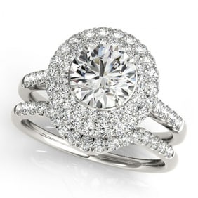 1.77 ctw Certified VS/SI Diamond 2pc Wedding Set Halo 14k White Gold