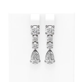 4.5 ctw Pear Diamond Earrings 18K White Gold