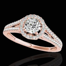 1.3 ctw Certified Diamond Solitaire Halo Ring 10k Rose Gold
