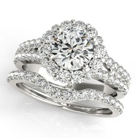 2.35 ctw Certified VS/SI Diamond 2pc Wedding Set Halo 14k White Gold