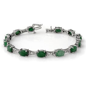 11.04 ctw Emerald & Diamond Bracelet 14k White Gold