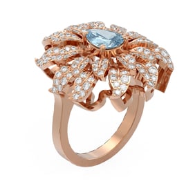 2.82 ctw Aquamarine & Diamond Ring 18K Rose Gold