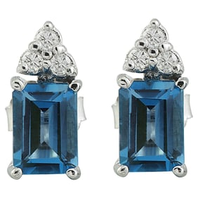 Natural Topaz Diamond Earrings In 14