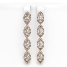 6.08 ctw Marquise Cut Diamond Micro Pave Earrings 18K Rose Gold
