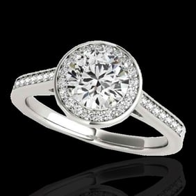 1.93 ctw Certified Diamond Solitaire Halo Ring 10k White Gold