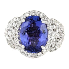 Tanzanite Diamond Ring 14K White Gold