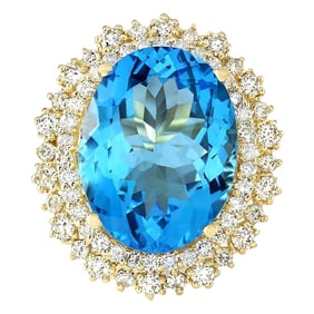 Natural Topaz Diamond Ring In 14