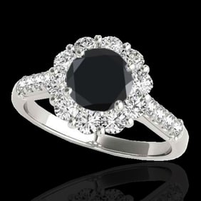 2 ctw Certified VS Black Diamond Solitaire Halo Ring 10k White Gold