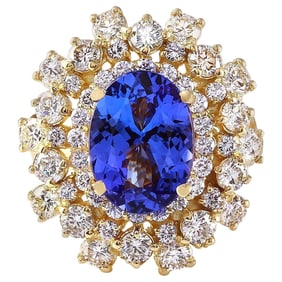 Tanzanite Diamond Ring 14K Yellow Gold