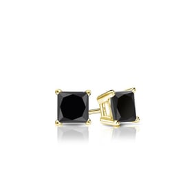 Natural 0.50 CTW Black Diamond Stud Earrings 18K Yellow Gold