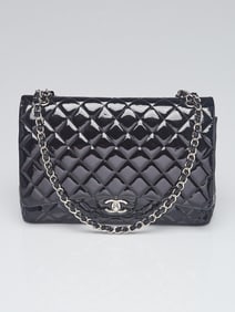 CHANEL Black Quilted Patent Leather Classic