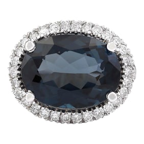 Topaz 14K White Gold Diamond Ring
