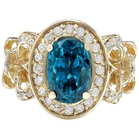 Natural Zircon Diamond Ring In 14