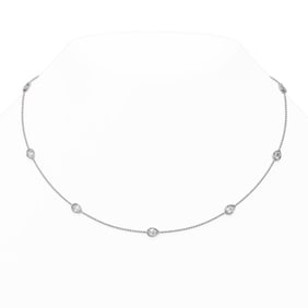 4.5 ctw Pear Cut Diamond Station Necklace 18K White Gold