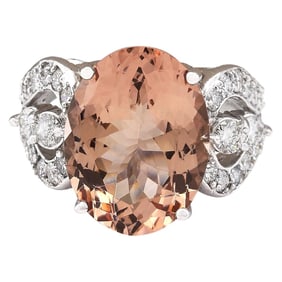 Morganite Diamond Ring 14K White Gold