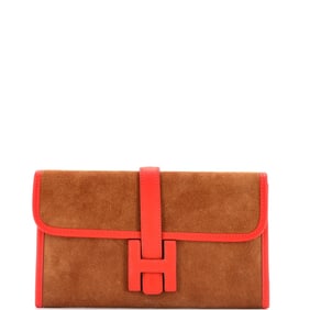 Hermes Jige Elan Clutch Doblis Suede