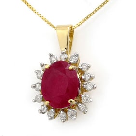 5.32 ctw Ruby & Diamond Pendant 14k Yellow Gold