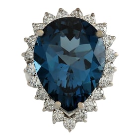 Topaz Diamond Ring 14K White Gold