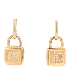 Chanel Metal CC Lock Drop Earrings