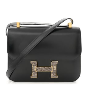 Hermes Box Lizard Constance 24 Black