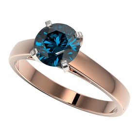 1.46 ctw Certified Intense Blue Diamond Engagment Ring 10k Rose Gold