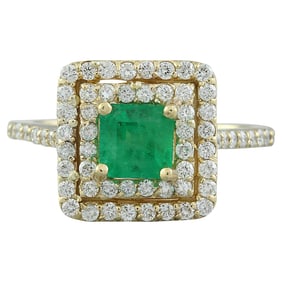 Natural Emerald 14 Karat Solid Yellow