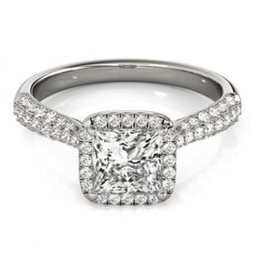 1.15 ctw Certified VS/SI Princess Diamond Halo Ring 18k White Gold