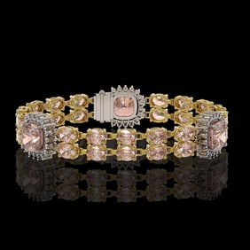 18.59 ctw Morganite & Diamond Bracelet 14K Yellow Gold