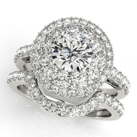 2.55 ctw Certified VS/SI Diamond 2pc Wedding Set Halo 14k White Gold