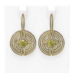 3.36 ctw Fancy Yellow Diamond Earrings 18K Yellow Gold