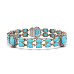 24.67 ctw Turquoise & Diamond Bracelet 14K Rose Gold