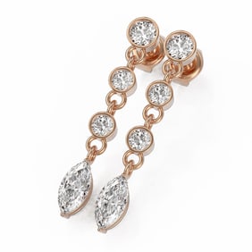 2 ctw Marquise Cut Diamond Designer Earrings 18K Rose Gold