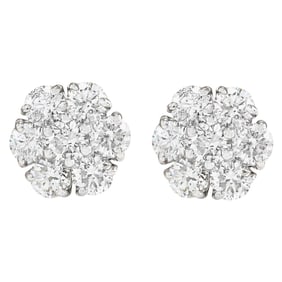 Diamond Stud Earrings 14K White Gold