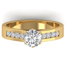 1.1 ctw Certified VS/SI Diamond Solitaire Art Deco Ring 14k Yellow Gold