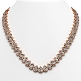 42.11 ctw Pear Cut Diamond Micro Pave Necklace 18K Rose Gold