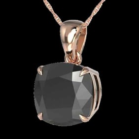 6 Cushion Black Diamond Designer Necklace 14k Rose Gold