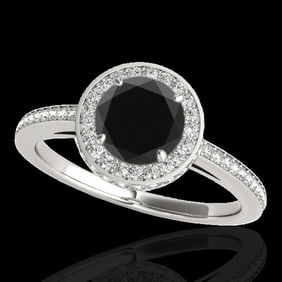 1.55 ctw Certified VS Black Diamond Solitaire Halo Ring 10k White Gold