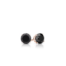 Natural 0.25 CTW Black Diamond Stud Earrings 18K Rose Gold