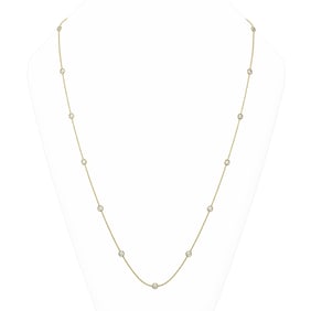 4.75 ctw Diamond Station 32 Inch Necklace 18K Yellow Gold