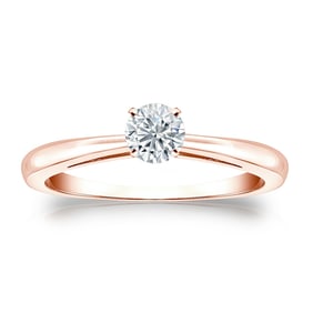 Natural 0.33 CTW Diamond Solitaire Ring 18K Rose Gold